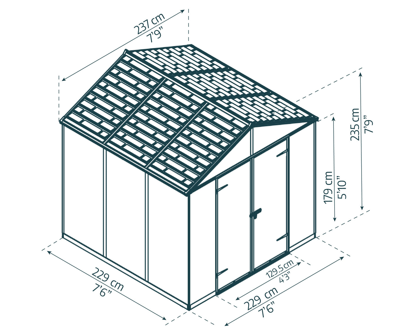 Rubicon 8ft. x 8ft. Garden Shed With Floor - Dark Grey Polycarbonate Panels