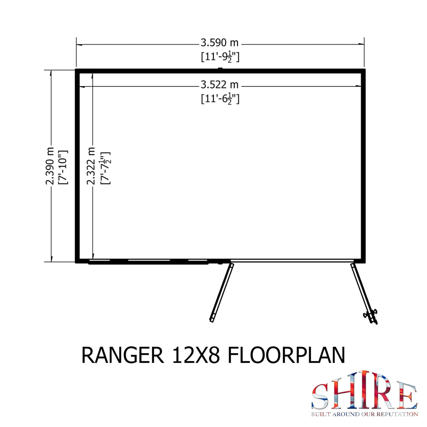 Shire Ranger 12 x 8 Pent Shiplap Shed