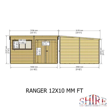 Shire Ranger 12 x 10 Pent Shiplap Shed