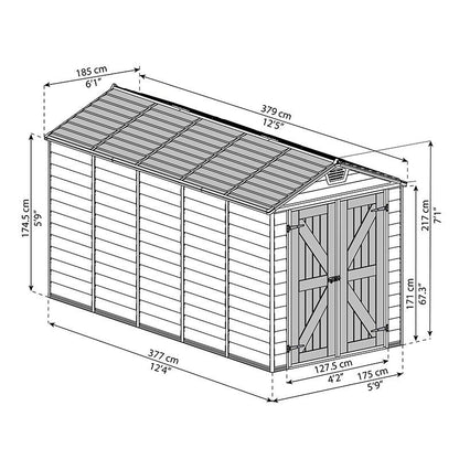 Skylight 6ft. x 12ft. Garden Shed - Tan Polycarbonate Panels