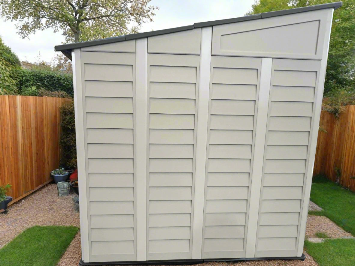 Balmoral Garden Pent Shed Heavy Duty Windproof Plastic Shed - Grey 7x7